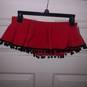 New York & Co. Bandeau Pink Salmon Women Swim Top Pom Pom Beach Bikini